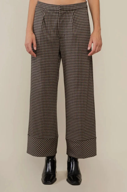 River Gingham Pant: Tan/Black