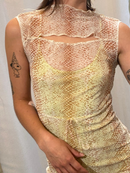 Leonor Aispuro - Mesh Snakeskin Dress