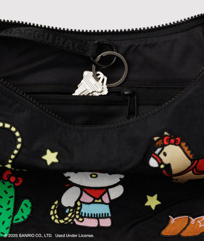 BAGGU Medium Nylon Crescent Bag - Embroidered Hello Kitty Western