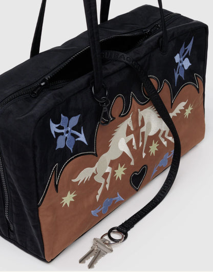 BAGGU Medium Nylon Bowler Bag - Western Appliqué
