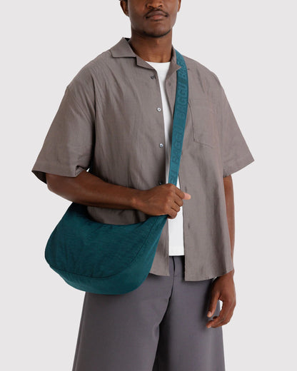 BAGGU Medium Nylon Crescent Bag - Deep Sea