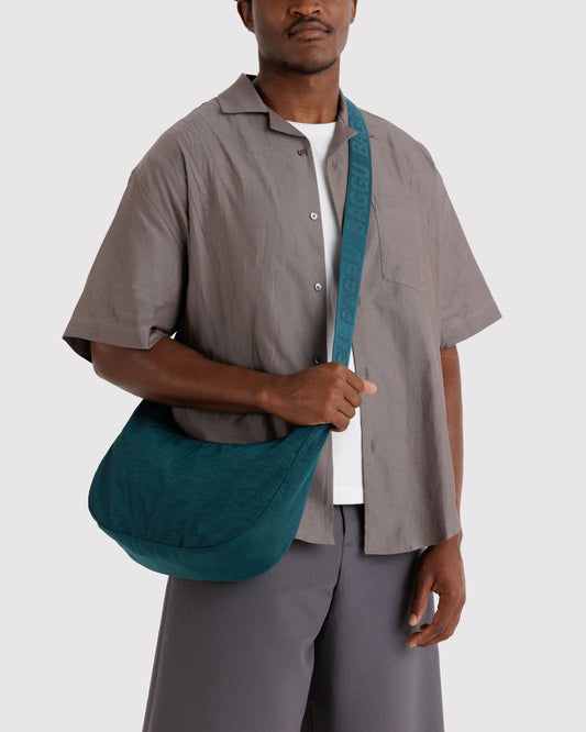BAGGU Medium Nylon Crescent Bag - Deep Sea