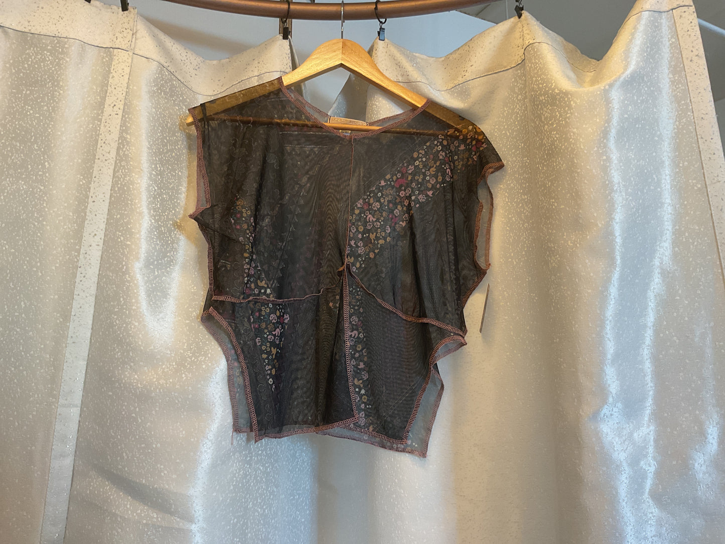 Leonor Aispuro - Black Floral Mesh Top