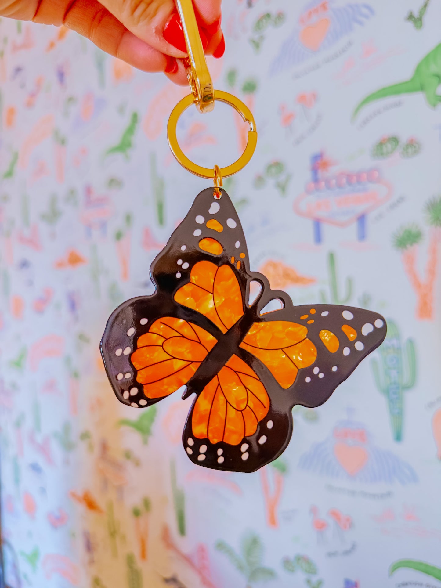 Monarch Butterfly Bag Charm Keychain