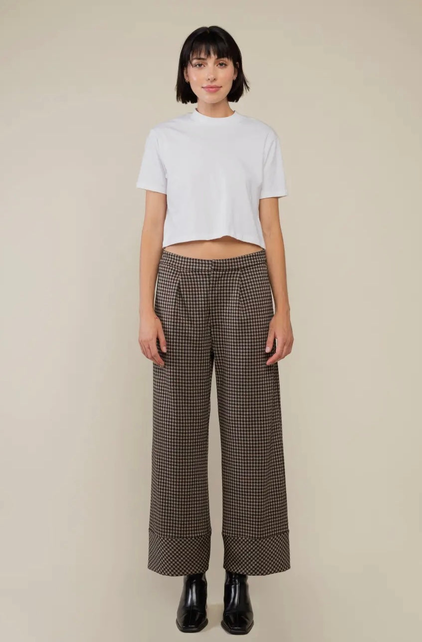 River Gingham Pant: Tan/Black