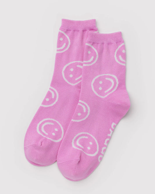 BAGGU Crew Sock - Pink Happy
