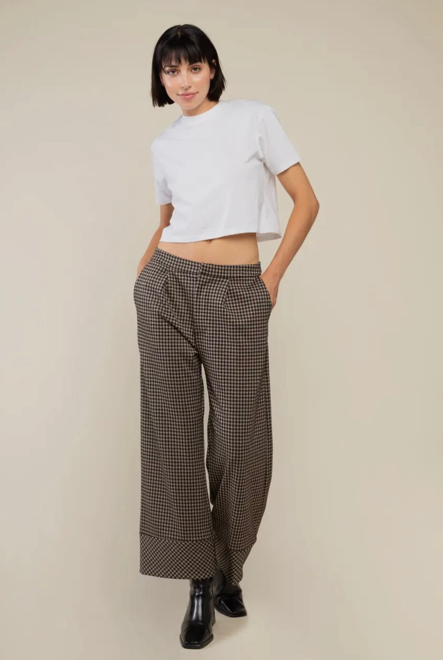 River Gingham Pant: Tan/Black