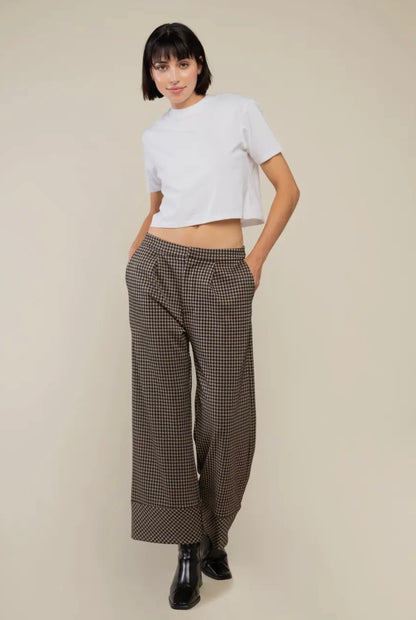 River Gingham Pant: Tan/Black