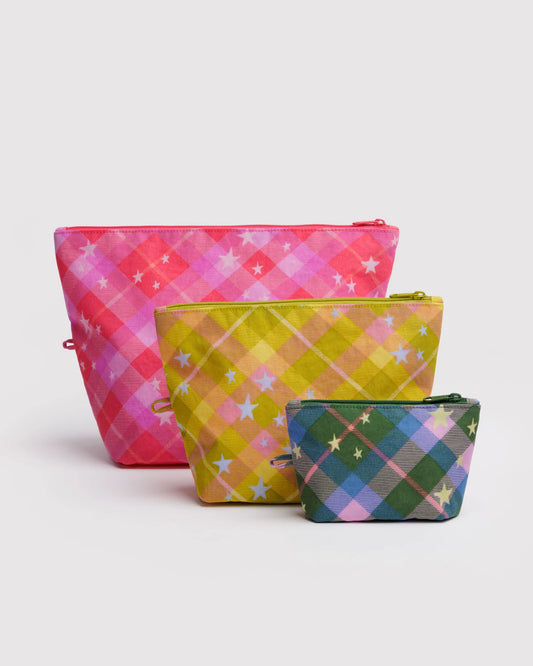 BAGGU Go Pouch Set - Star Plaid