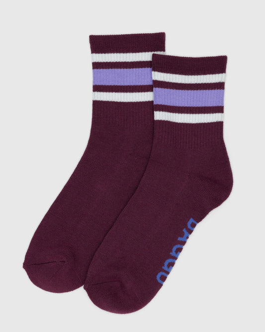 BAGGU Ribbed Sock - Mahogany Stripe