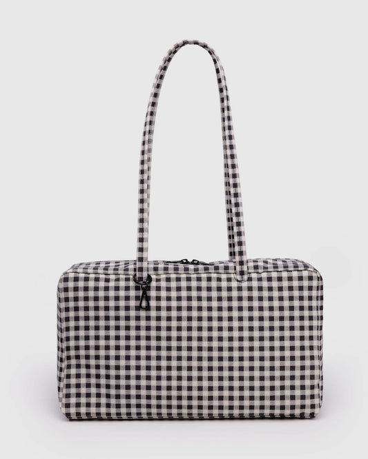 BAGGU Medium Nylon Bowler Bag Black & White Gingham