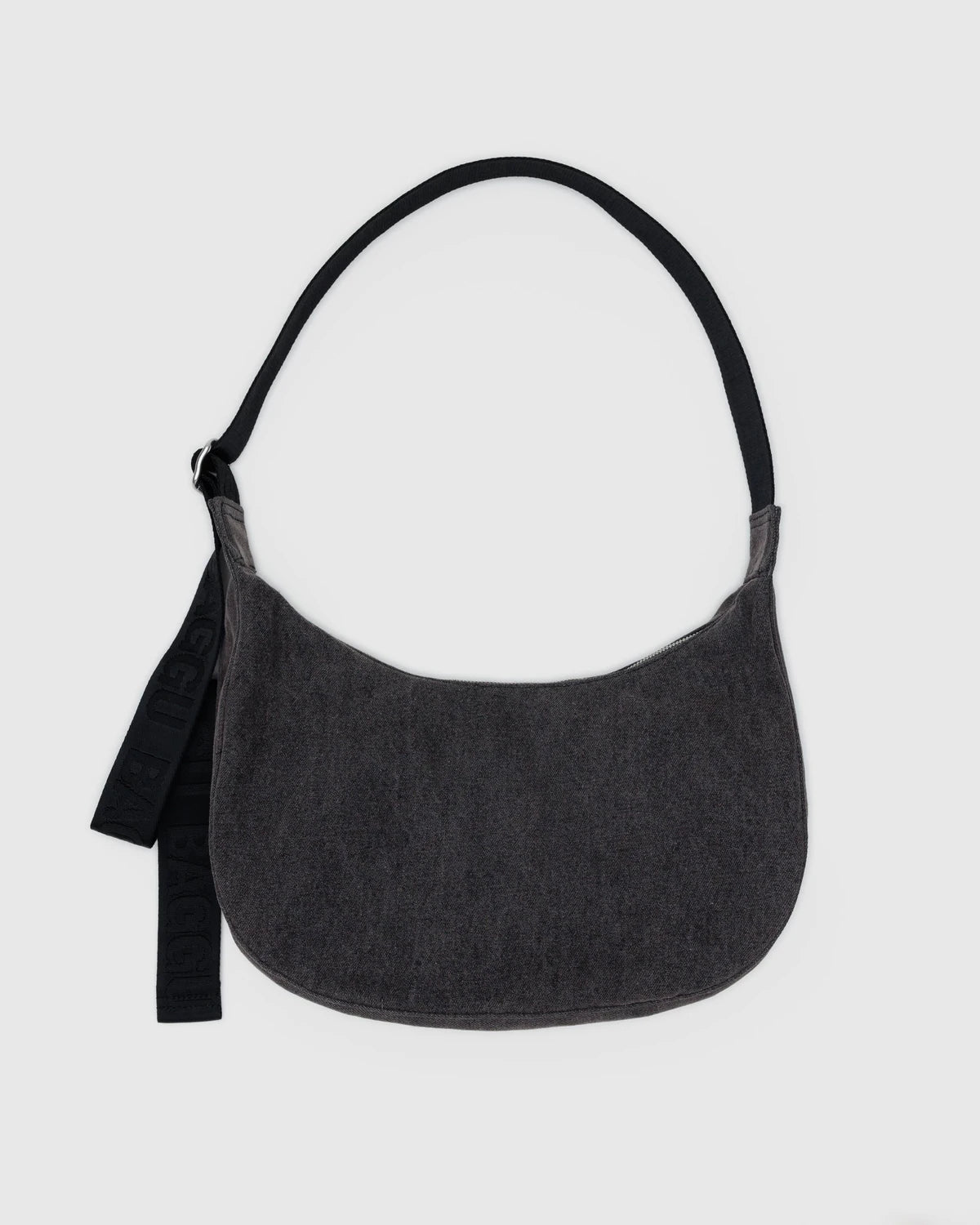 BAGGU Medium Denim Crescent Bag- Washed Black Denim