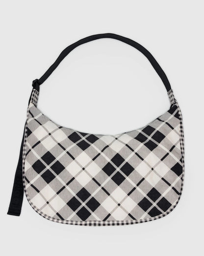 BAGGU Large Nylon Crescent Bag - Mixed Plaid