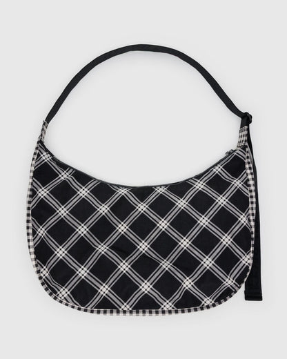BAGGU Large Nylon Crescent Bag - Mixed Plaid