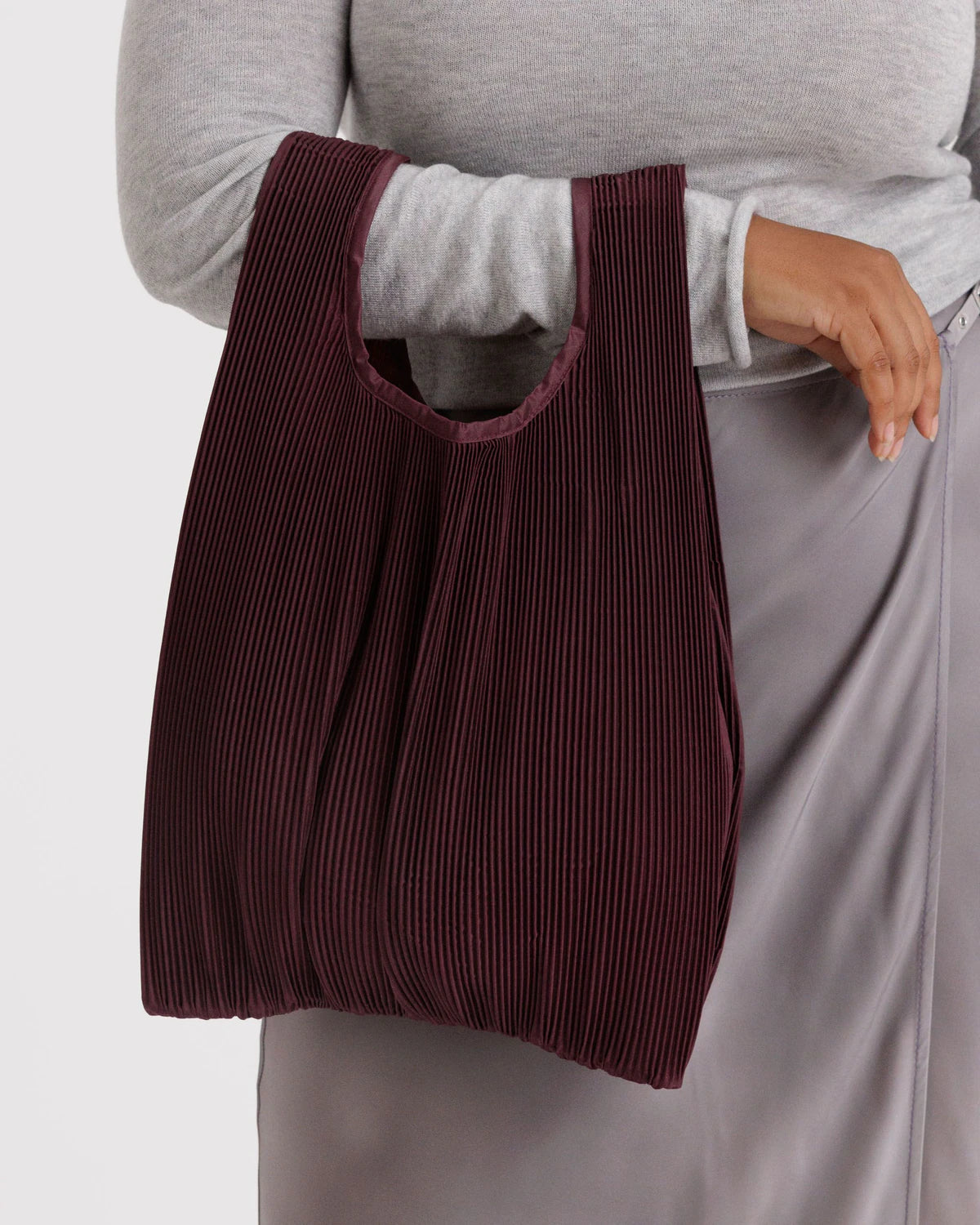 Pleated BAGGU Bag - Mahogany