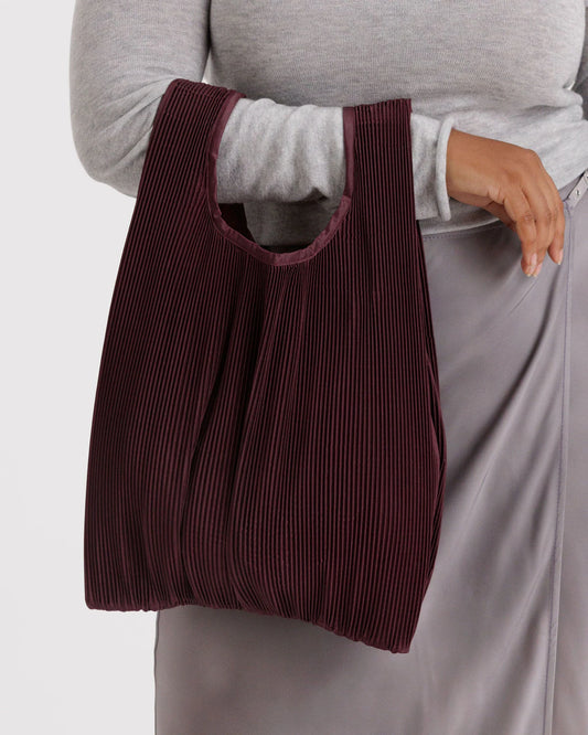 Pleated BAGGU Bag - Mahogany