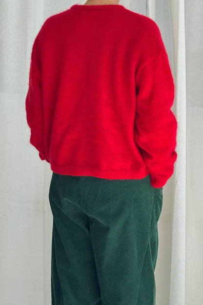 Leila Mohair Cardigan: Bistro Red