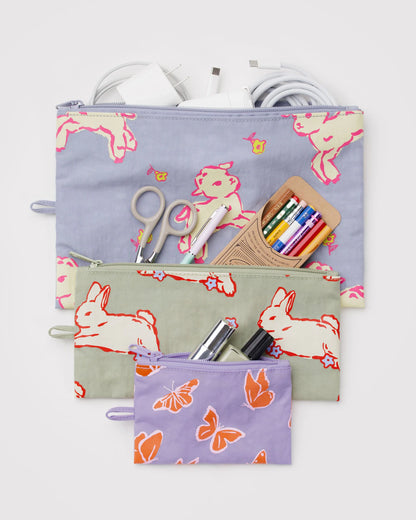 BAGGU Flat Pouch Set - Spring Animals