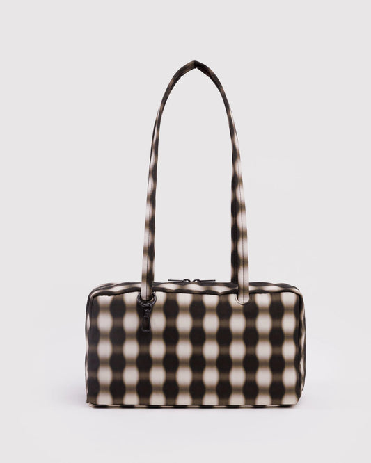 BAGGU Bowler Bag - Blurred Gingham Brown