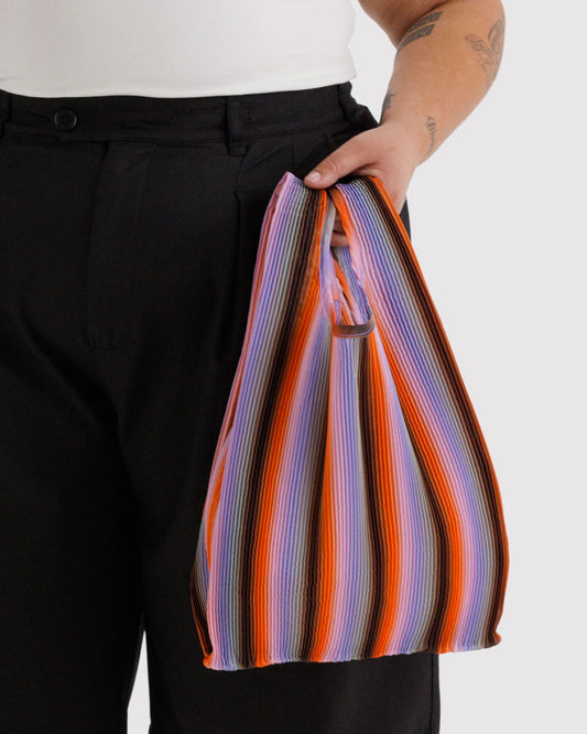 Pleated BAGGU Bag - Gradient Stripe Poppy & Lilac