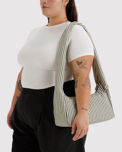 BAGGU Nylon Meringue Bag - Sage Stripe