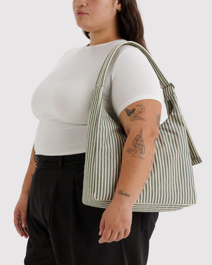 BAGGU Nylon Shoulder Bag - Sage Stripe