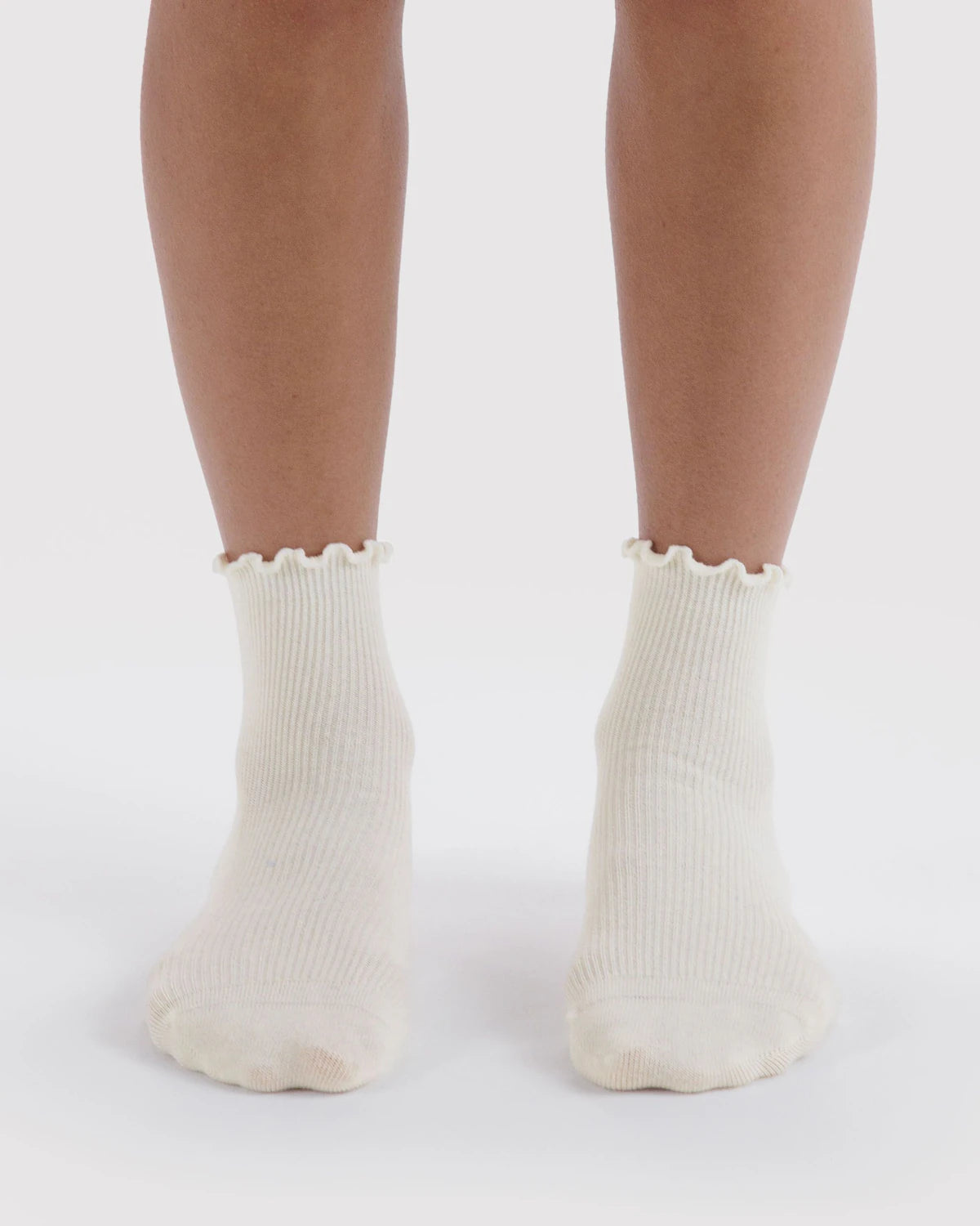 BAGGU Lettuce Edge Sock Set of Two - White