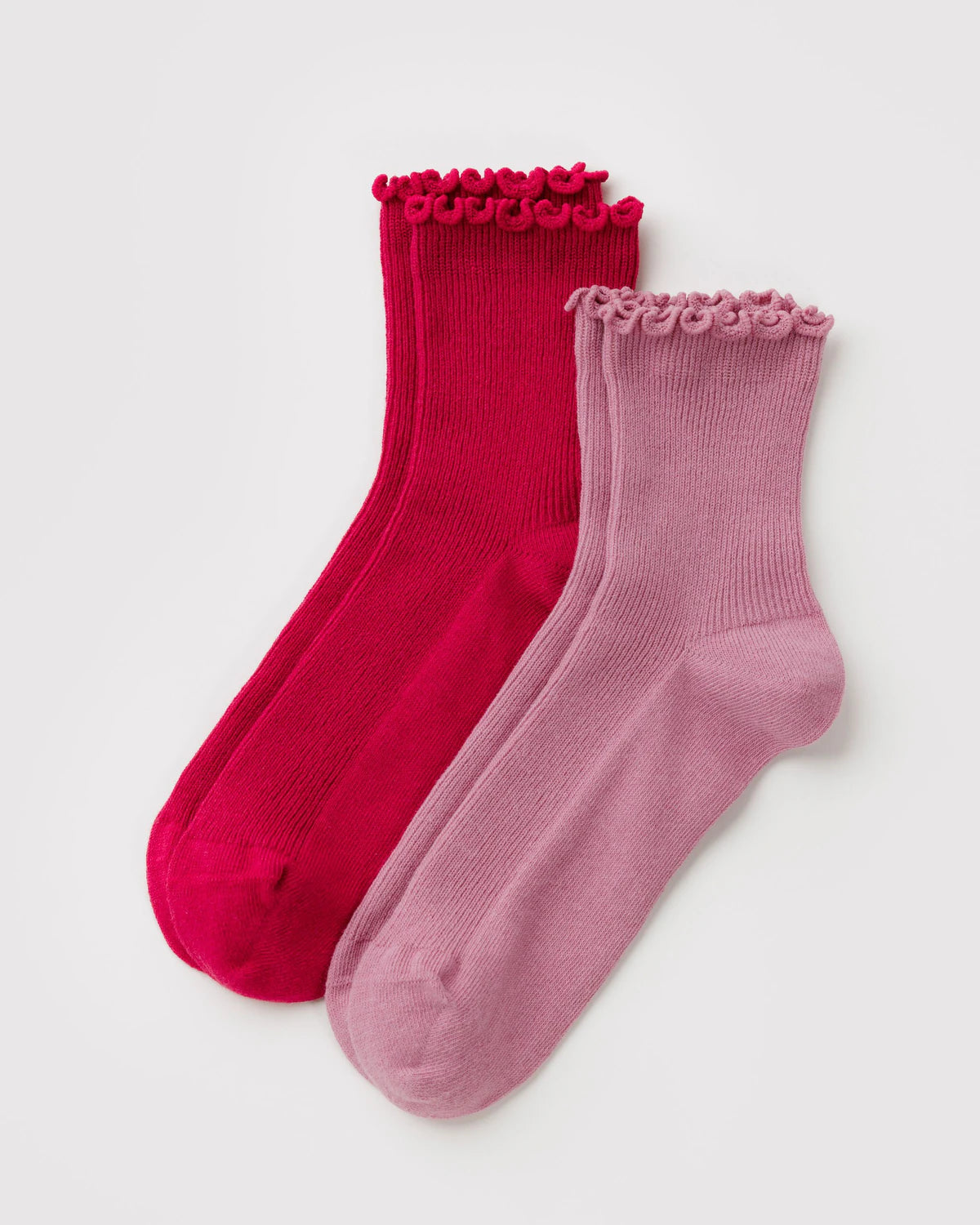 BAGGU Lettuce Edge Sock Set of Two - Wild Plum & Cherry