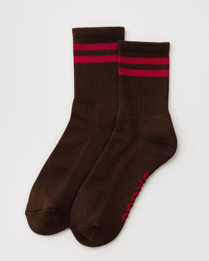 BAGGU Ribbed Sock - Coffee Stripe