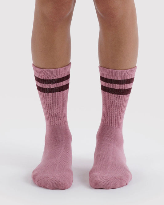 BAGGU Ribbed Sock - Wild Plum Stripe