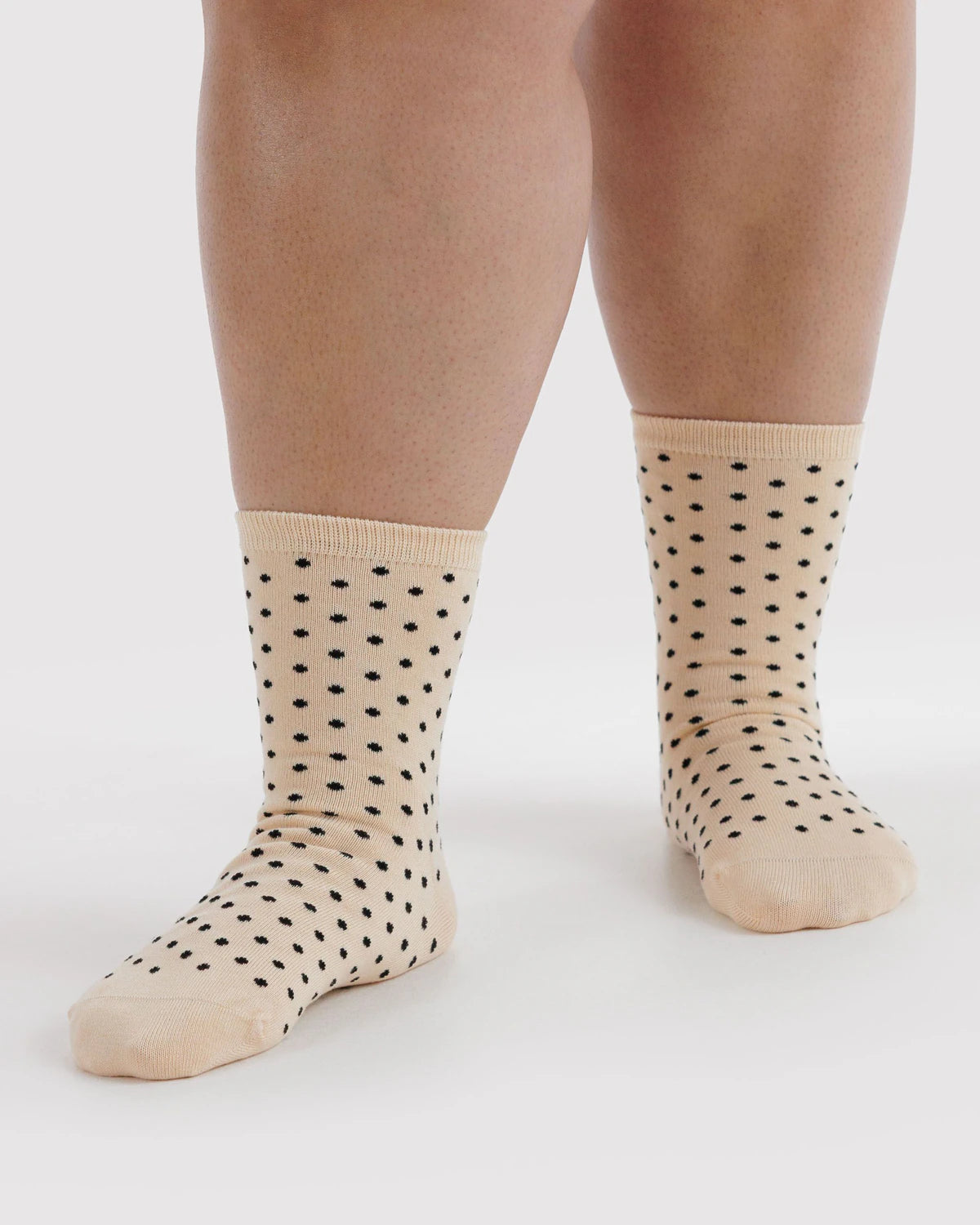 BAGGU Crew Sock - Micro Cream & Black Polka Dot