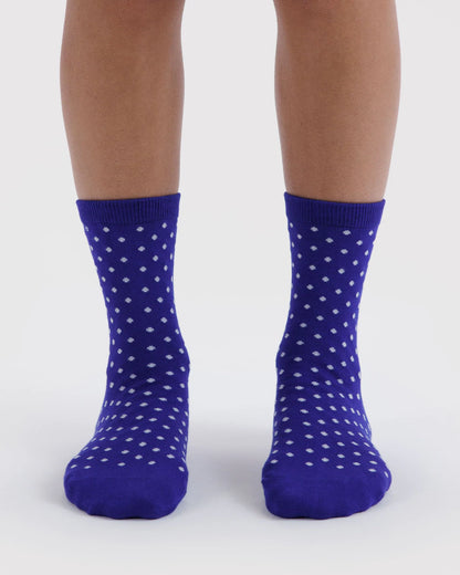 BAGGU Crew Sock - Micro Blue & White Polka Dot