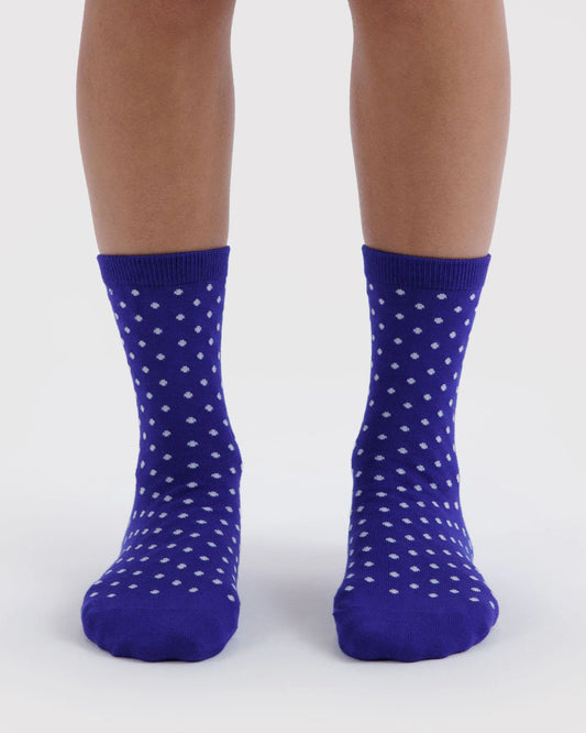 BAGGU Crew Sock - Micro Blue & White Polka Dot