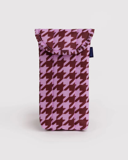 BAGGU Puffy Glasses Sleeve - Pink Houndstooth