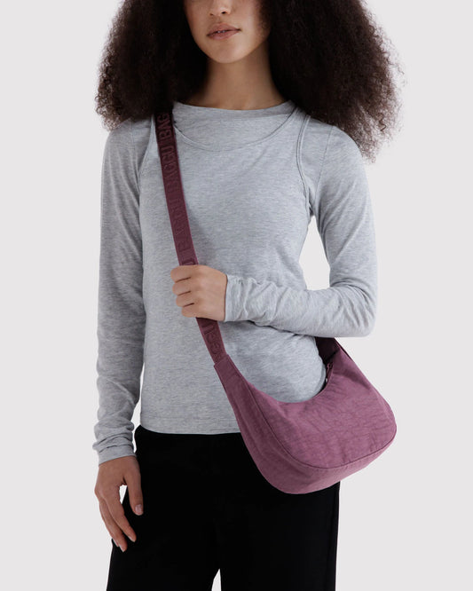 BAGGU Small Nylon Crescent Bag - Wild Plum