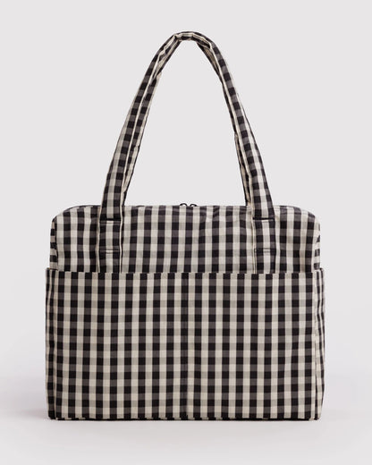 BAGGU Cloud Carry On - Black and Cream Gingham