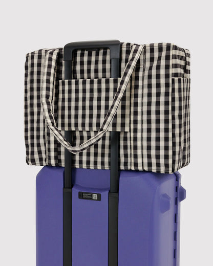 BAGGU Cloud Carry On - Black and Cream Gingham