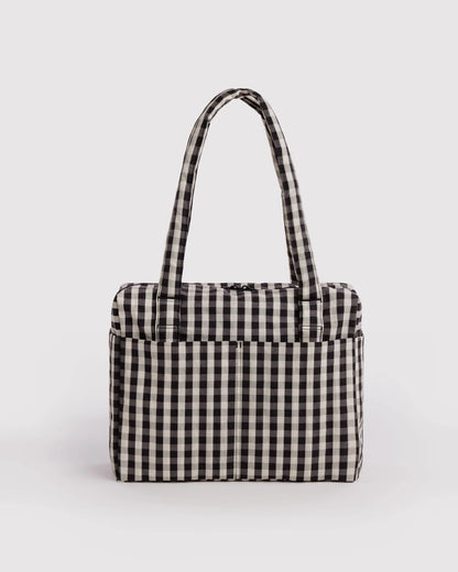 BAGGU Small Cloud Carry On - Black and Cream Gingham