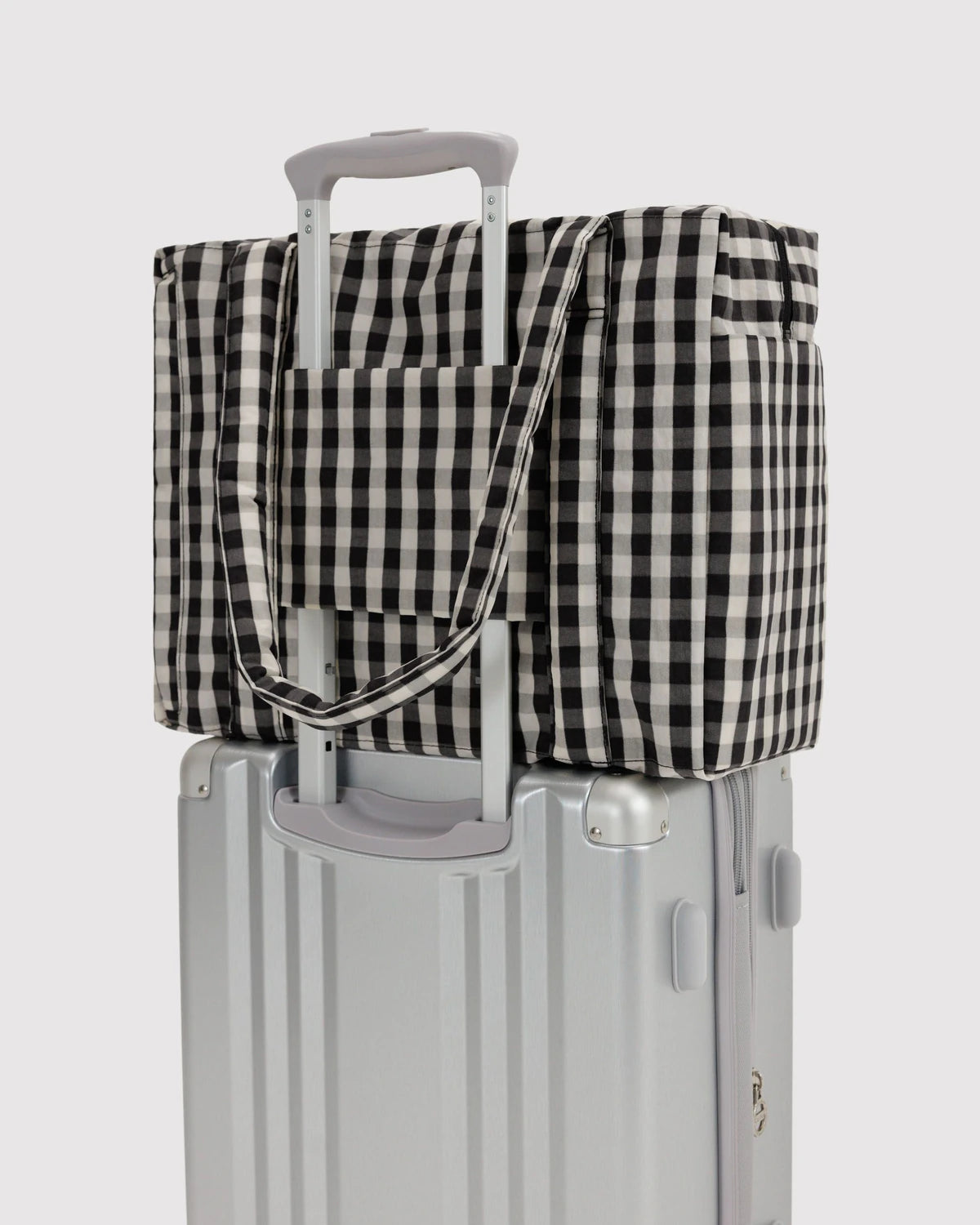 BAGGU Small Cloud Carry On - Black and Cream Gingham