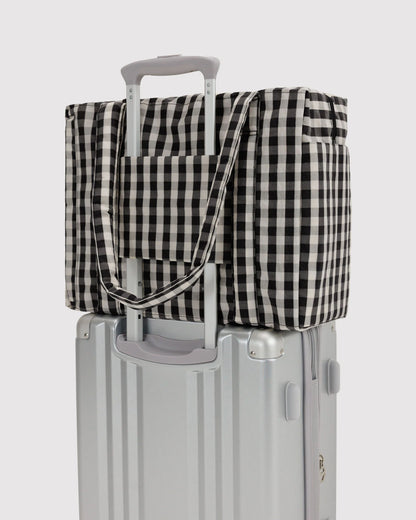 BAGGU Small Cloud Carry On - Black and Cream Gingham