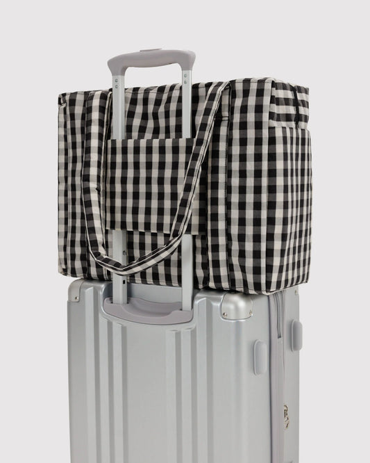 BAGGU Small Cloud Carry On - Black and Cream Gingham