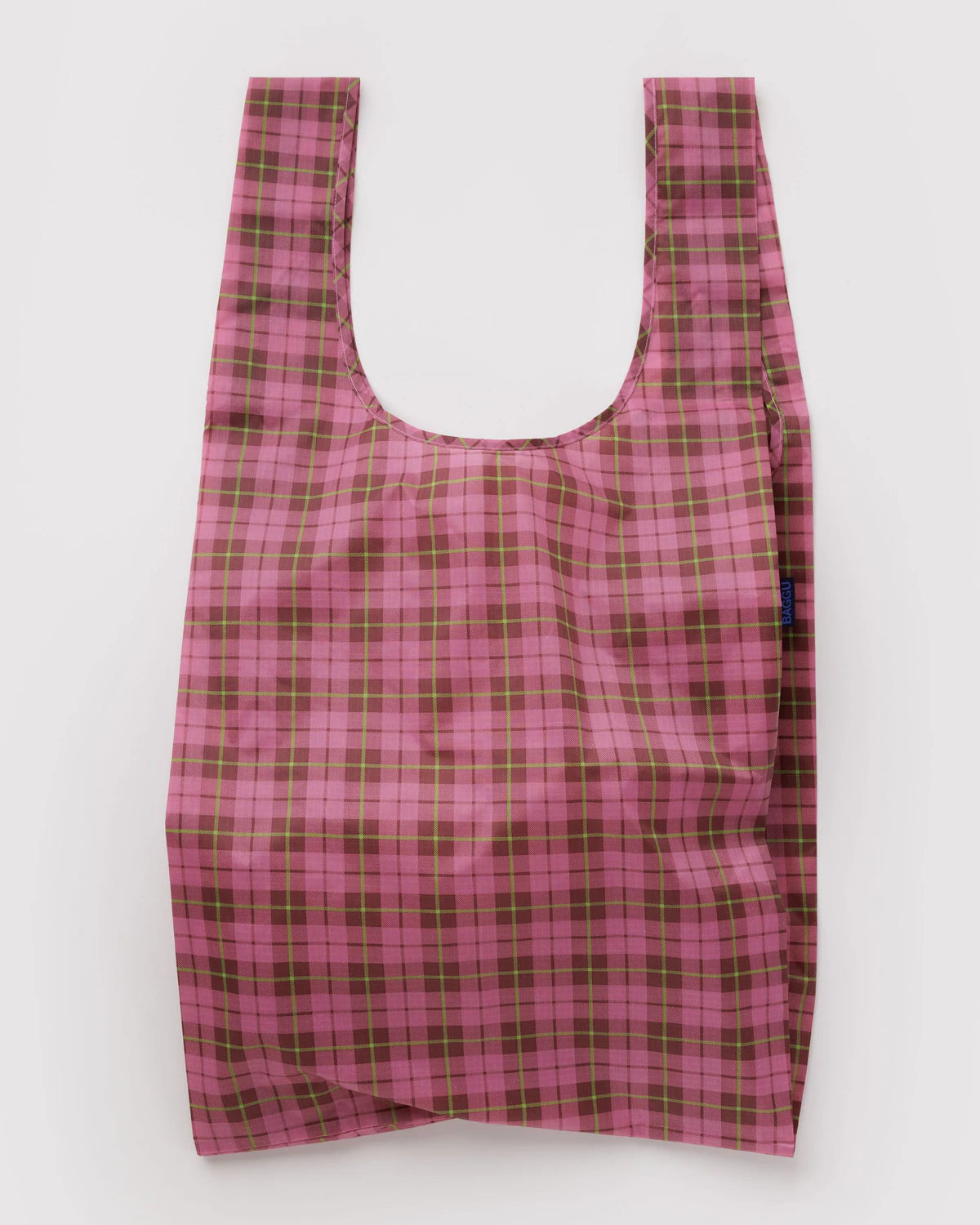 Big BAGGU Reusable Tote - Azalea Pink Tartan