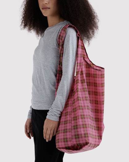 Big BAGGU Reusable Tote - Azalea Pink Tartan
