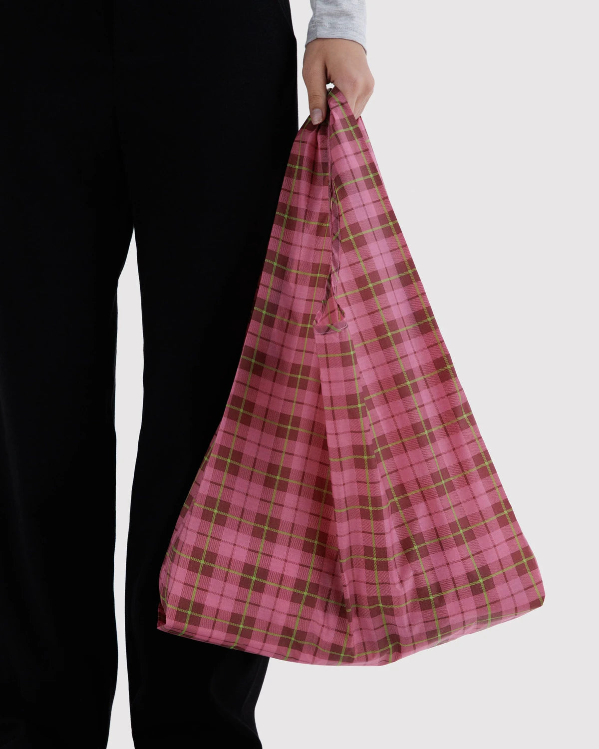 BAGGU Standard Reusable Tote - Azalea Pink Tartan