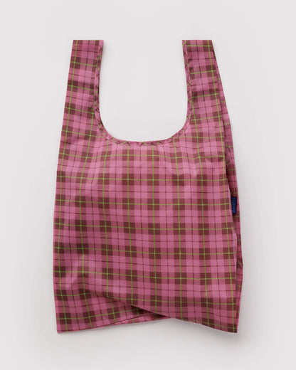 BAGGU Standard Reusable Tote - Azalea Pink Tartan