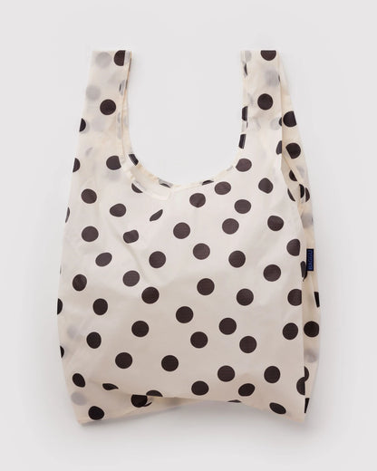 BAGGU Standard Reusable Tote - Cream and Black Polka Dot