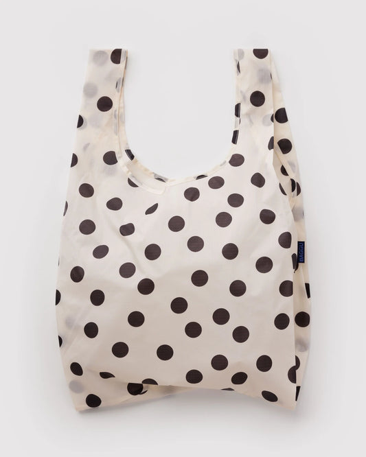 BAGGU Standard Reusable Tote - Cream and Black Polka Dot