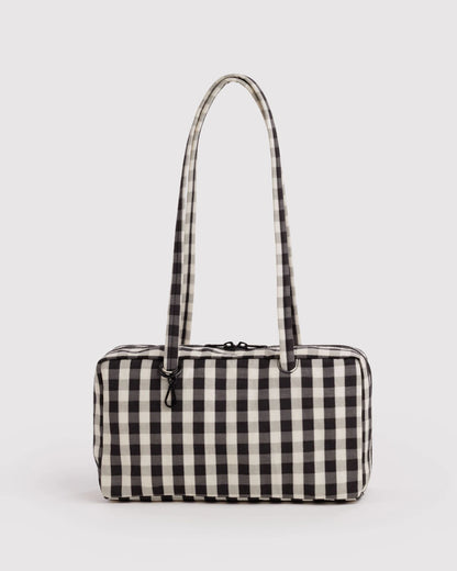 BAGGU Nylon Bowler Bag - Black and Cream Gingham