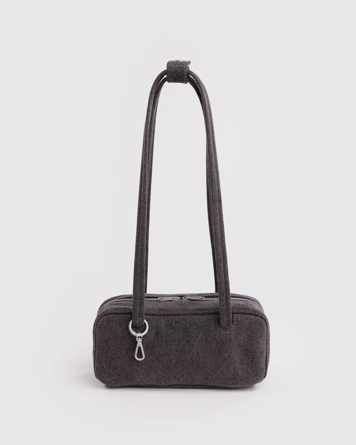 BAGGU Small Nylon Bowler Bag - Washed Black Denim