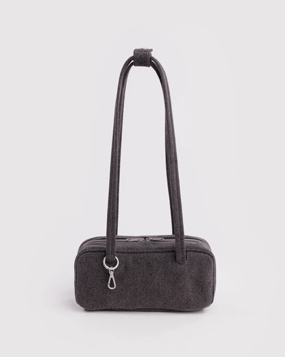 BAGGU Small Nylon Bowler Bag - Washed Black Denim